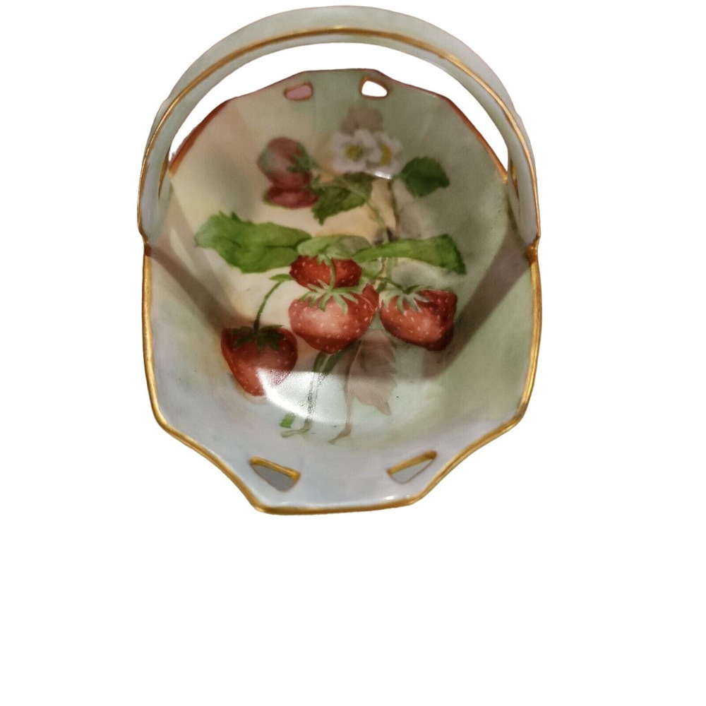 Vintage Royal Austria Hand painted Strawberries Basket Porcelain